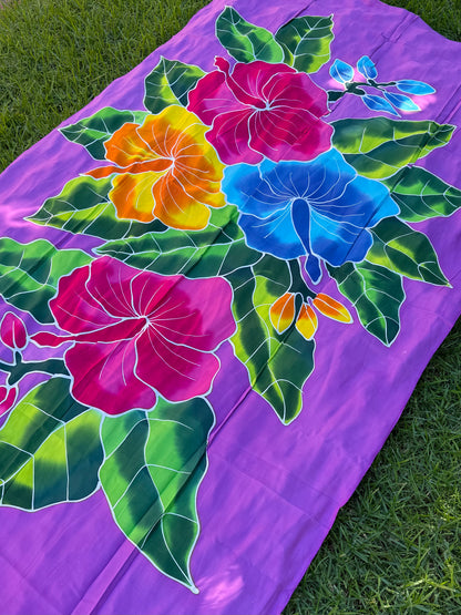 2m Ie Lavalava Women's Pareu Floral Sarong Beach Tropical Cover Up Size L Rayon Ie Sulu Tupenu