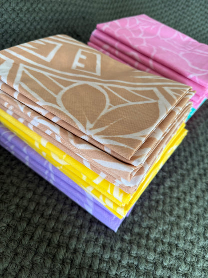 2m Caramel Pastel Block Print Table Clothe or Ie Lavalava Women's Pareo Cotton Poplin Sarong Beach Cover Up Size L