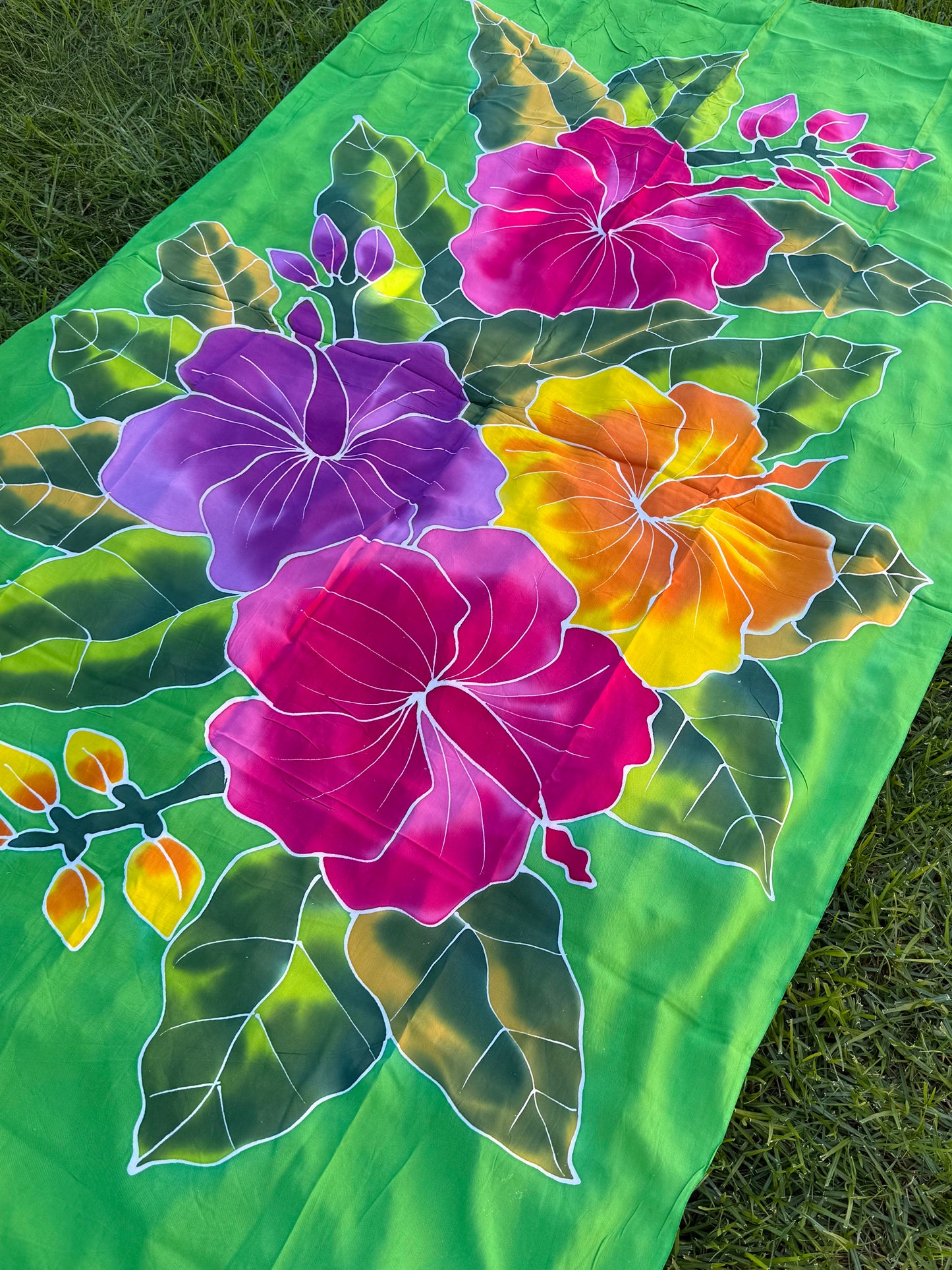 2m Ie Lavalava Women's Pareu Floral Sarong Beach Tropical Cover Up Size L Rayon Ie Sulu Tupenu