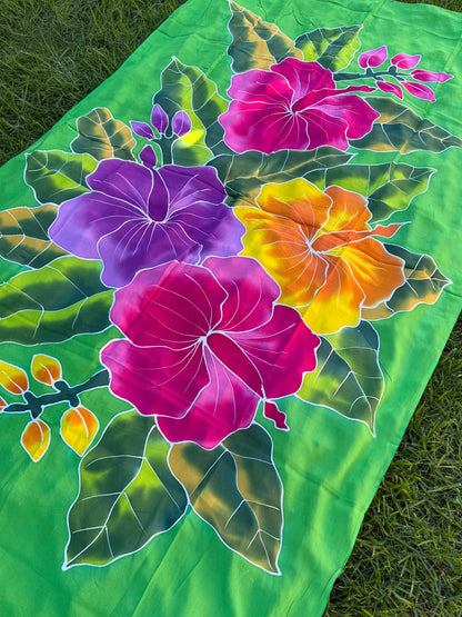 2m Ie Lavalava Women's Pareu Floral Sarong Beach Tropical Cover Up Size L Rayon Ie Sulu Tupenu