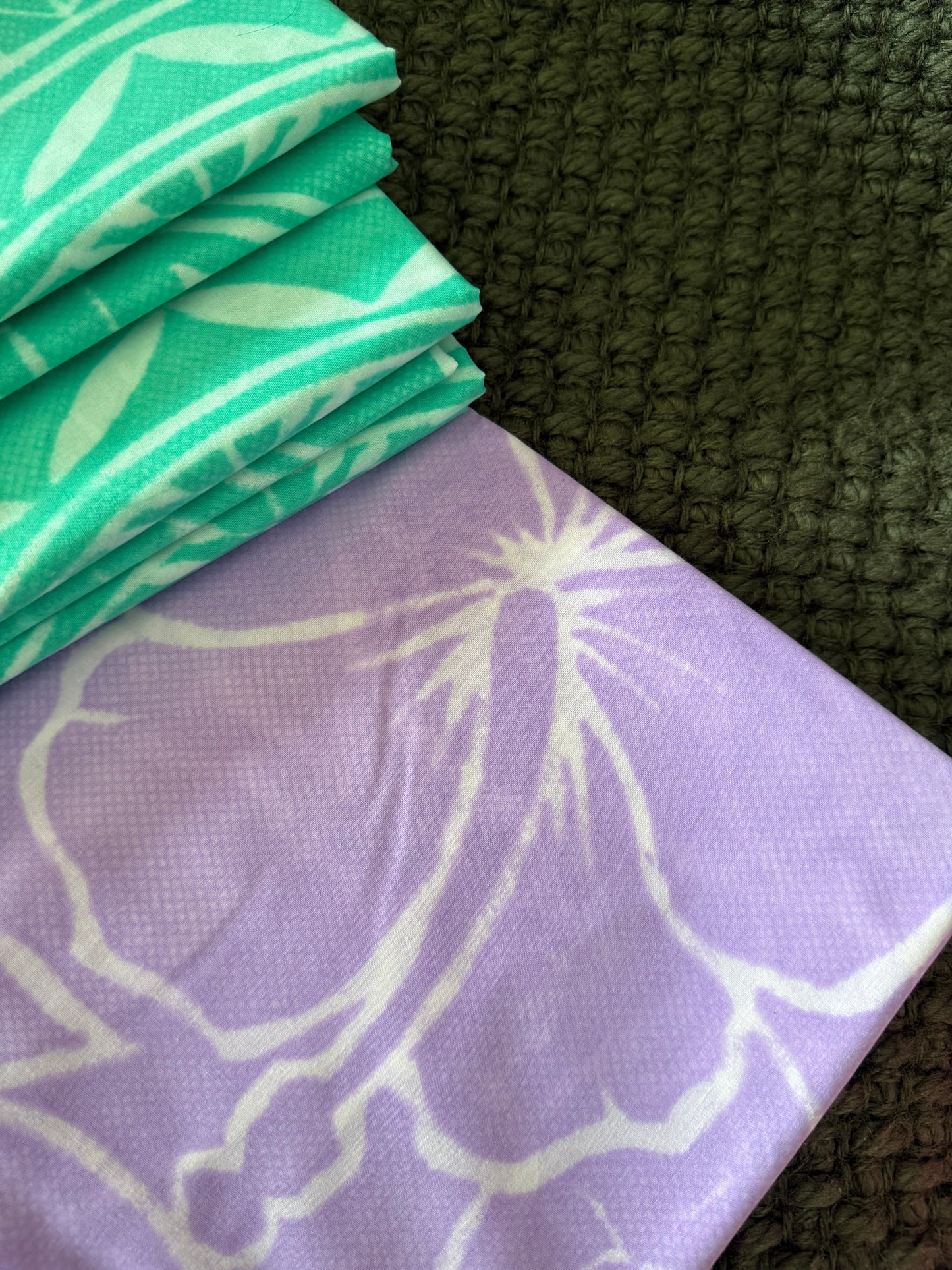 2m Lilac Pastel Block Print Table Cloth or Ie Lavalava Women's Pareo Cotton Poplin Sarong Beach Cover Up Size L