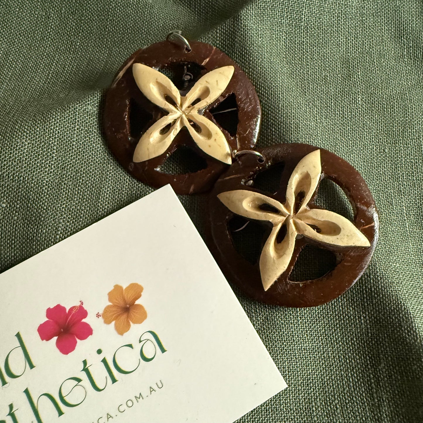 Coconut Shell Earrings Pacific Island Accessories