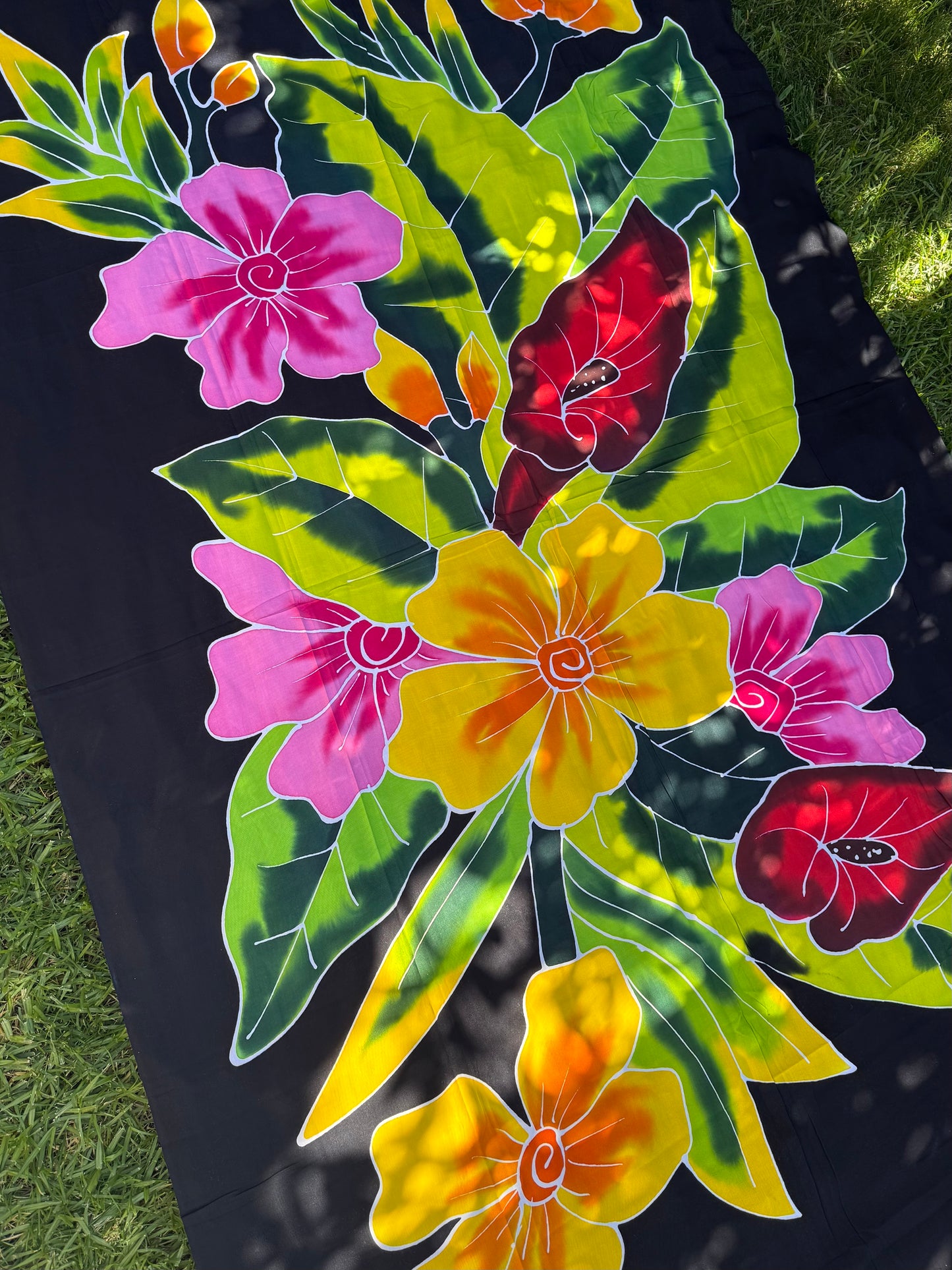 2m Ie Lavalava Women's Pareu Floral Sarong Beach Tropical Cover Up Size L Rayon Ie Sulu Tupenu