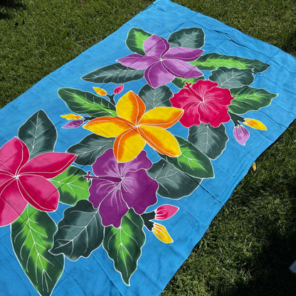 2m Ie Lavalava Women's Pareu Floral Sarong Beach Tropical Cover Up Size L Rayon Ie Sulu Tupenu