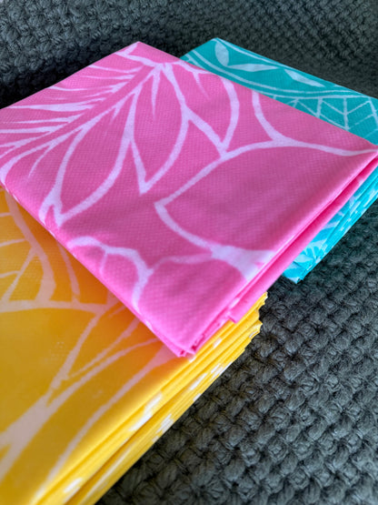 2m Pastel Mauve Block Print Table Cloth or Ie Lavalava Women's Pareo Cotton Poplin Sarong Beach Cover Up Size L