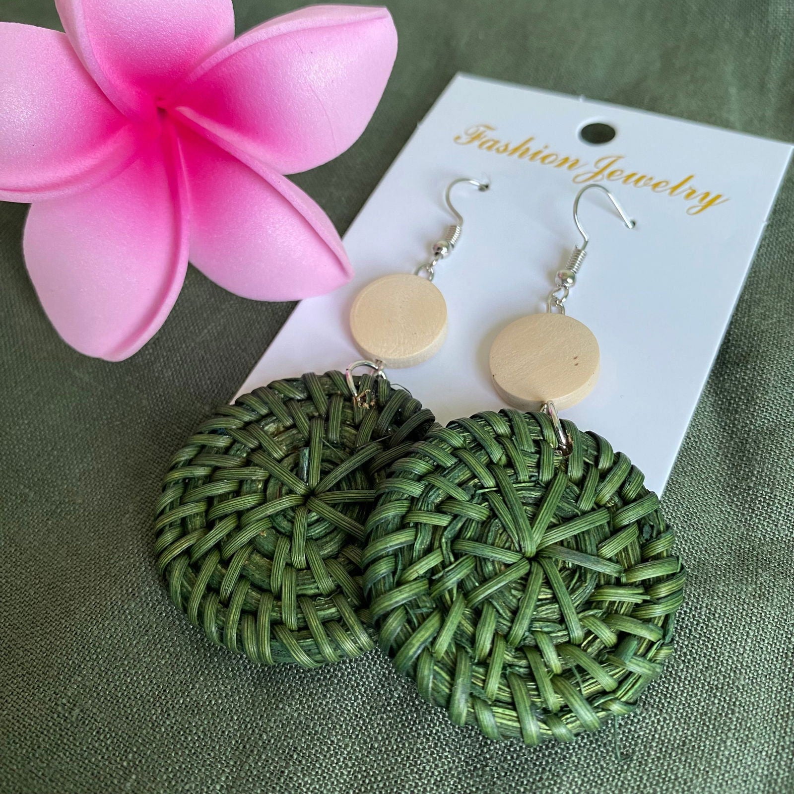 Ailana Woven Rattan Drop Earrings - Island Aesthetica
