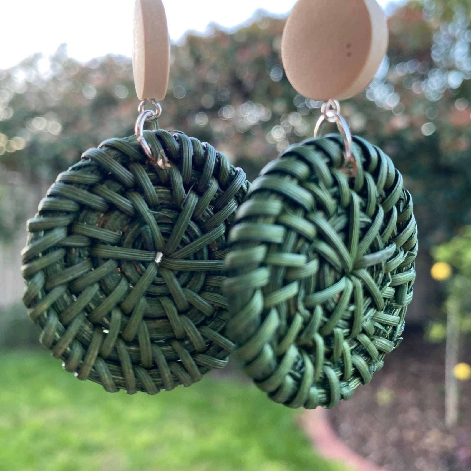 Ailana Woven Rattan Drop Earrings - Island Aesthetica