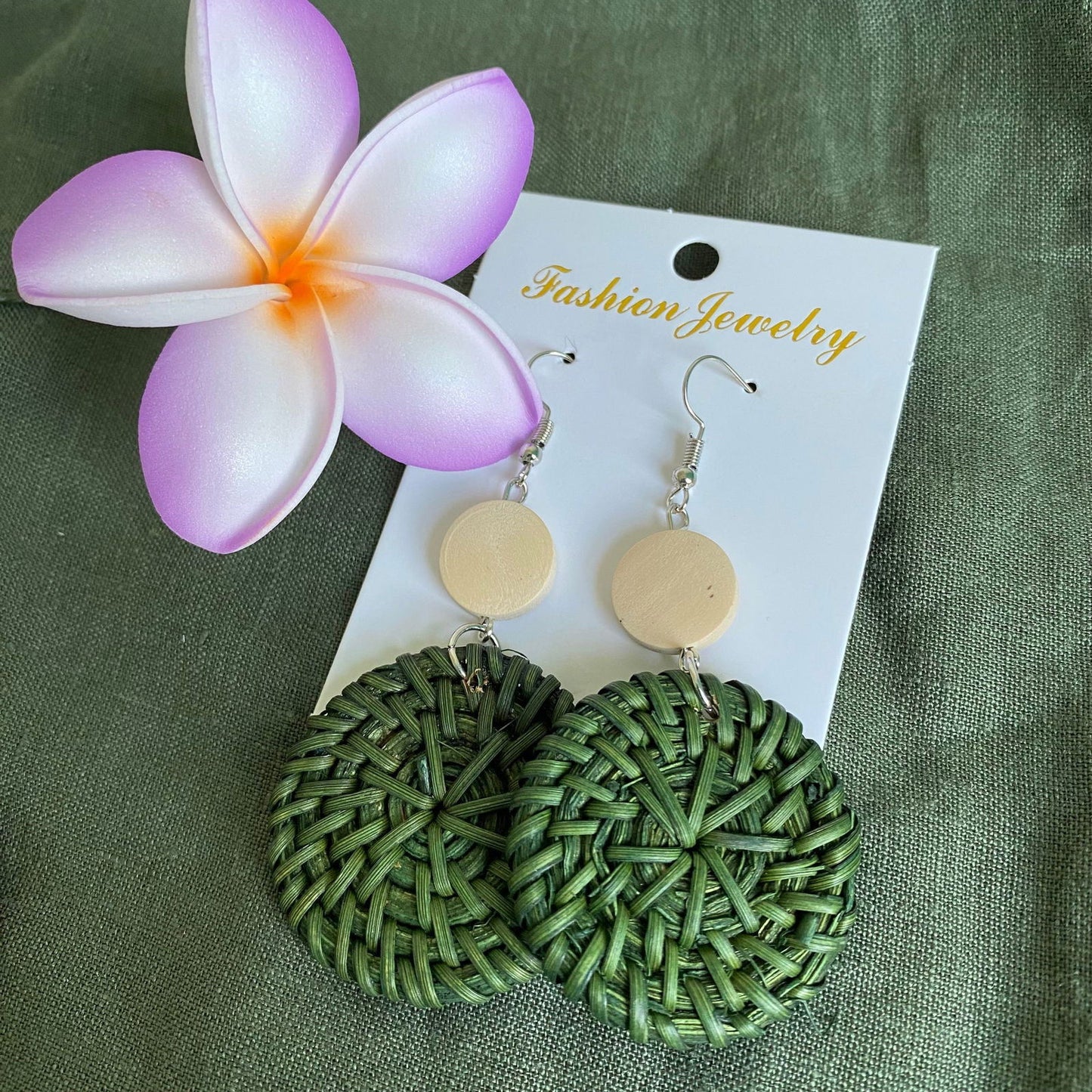 Ailana Woven Rattan Drop Earrings - Island Aesthetica
