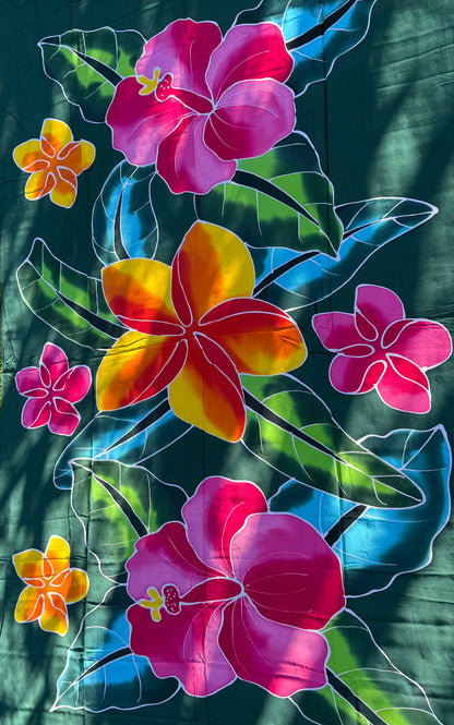 2m Ie Lavalava Women's Pareu Floral Sarong Beach Tropical Cover Up Size L Rayon