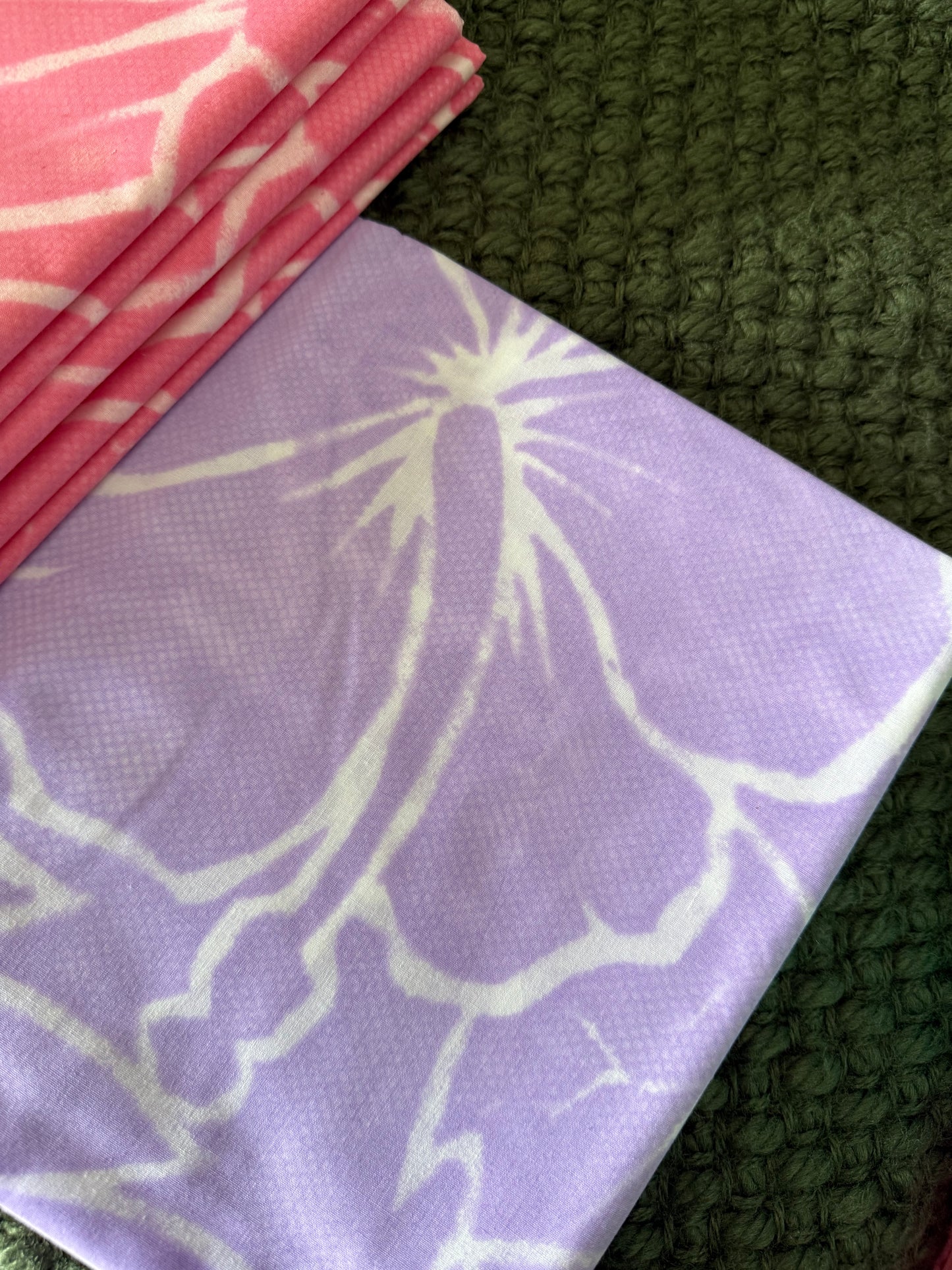 2m Lilac Pastel Block Print Table Cloth or Ie Lavalava Women's Pareo Cotton Poplin Sarong Beach Cover Up Size L