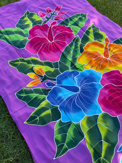 2m Ie Lavalava Women's Pareu Floral Sarong Beach Tropical Cover Up Size L Rayon Ie Sulu Tupenu