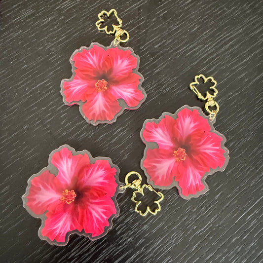 Hibiscus Acrylic Keychain Bag Charm Size L