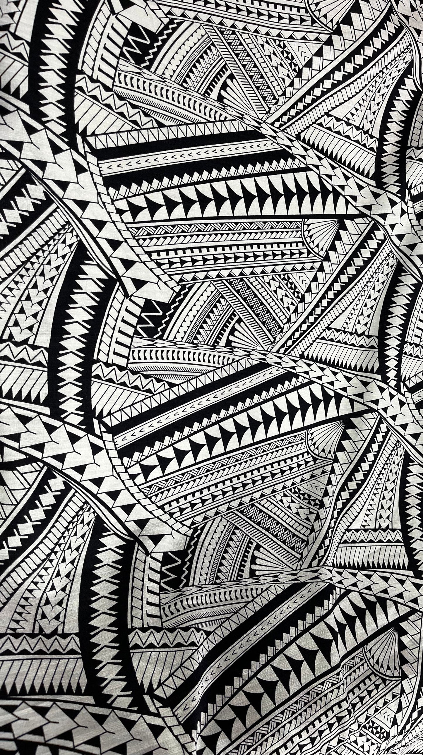 Black & White Print Fijian Tapa Fabric Material (by the meter) #product_variant# - Island Aesthetica