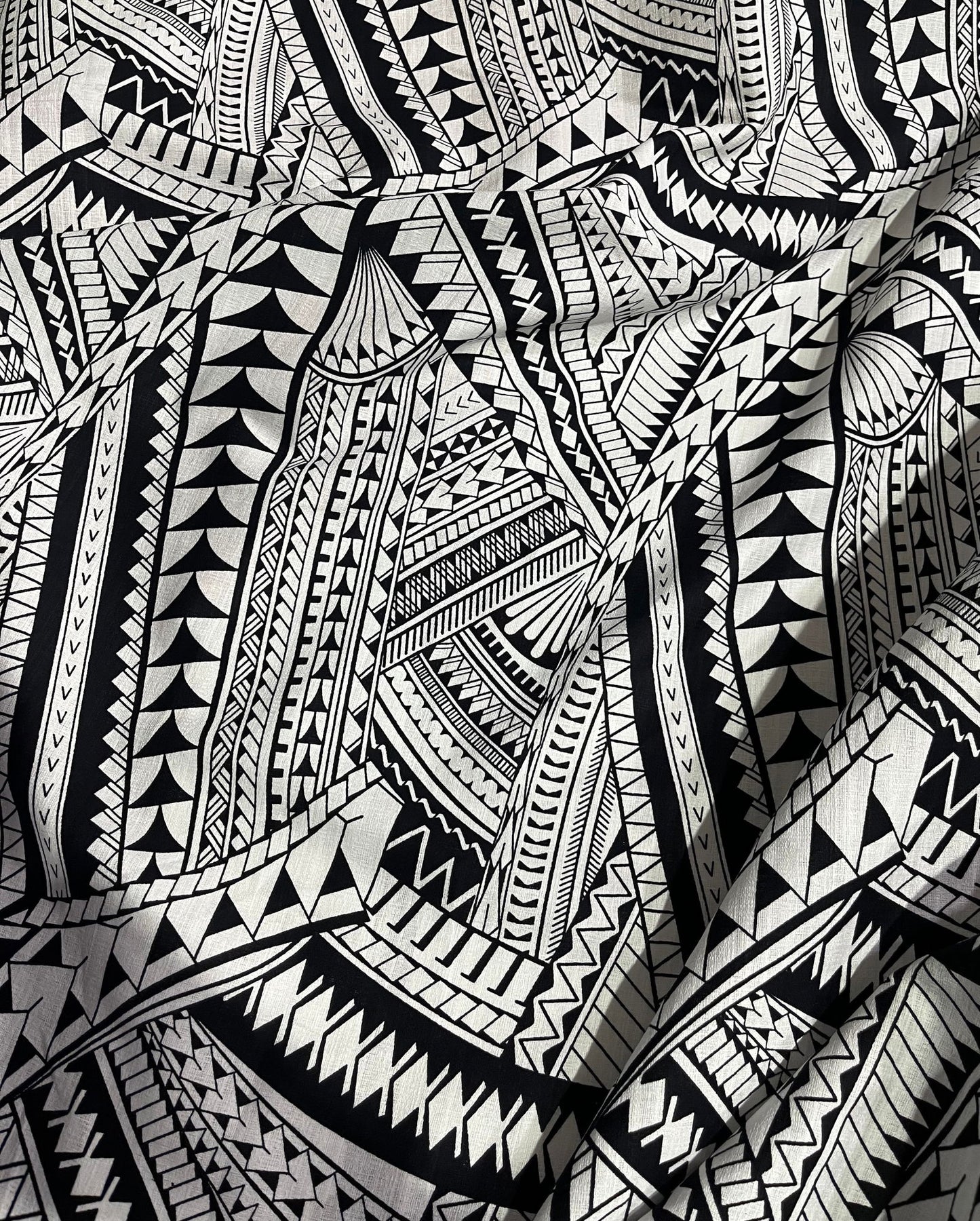 Black & White Print Fijian Tapa Fabric Material (by the meter) #product_variant# - Island Aesthetica