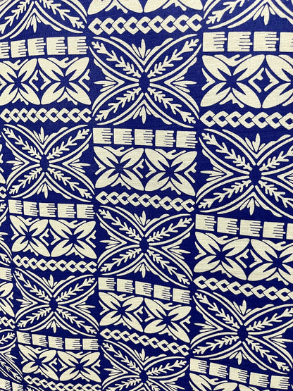 Blue & White Print Fabric Material (by the meter) #product_variant# - Island Aesthetica