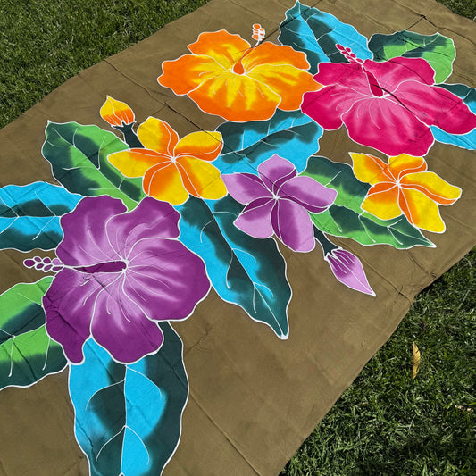 2m Ie Lavalava Women's Pareu Floral Sarong Beach Tropical Cover Up Size L Rayon Ie Sulu Tupenu