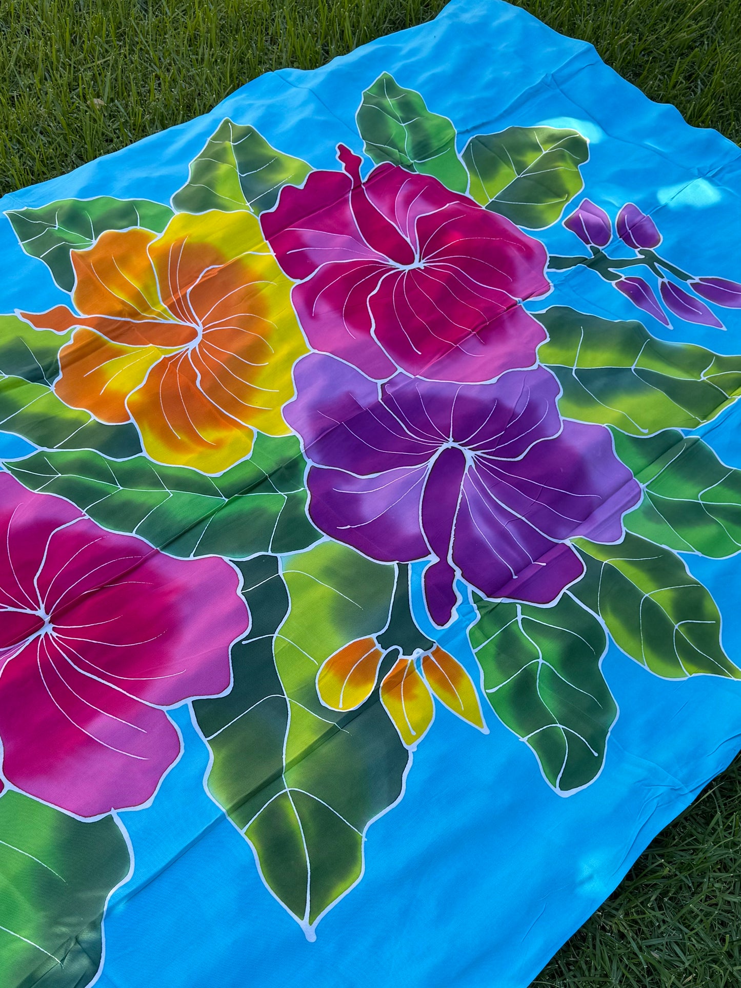 2m Ie Lavalava Women's Pareu Floral Sarong Beach Tropical Cover Up Size L Rayon Ie Sulu Tupenu