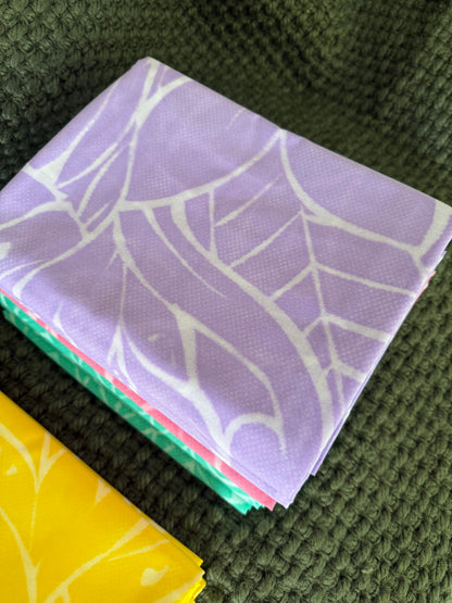 2m Lilac Pastel Block Print Table Cloth or Ie Lavalava Women's Pareo Cotton Poplin Sarong Beach Cover Up Size L