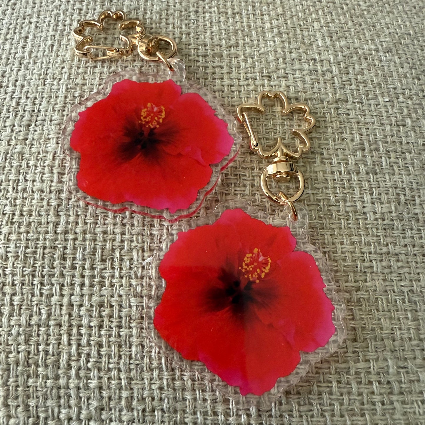 Hibiscus Acrylic Keychain Bag Charm Size M