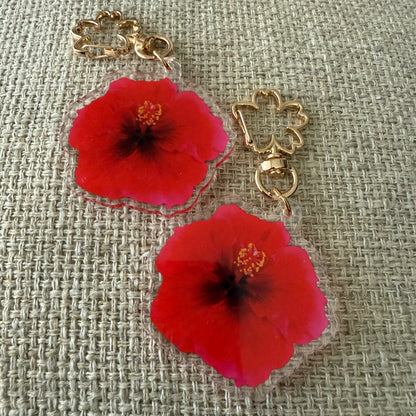 Hibiscus Acrylic Keychain Bag Charm Size M