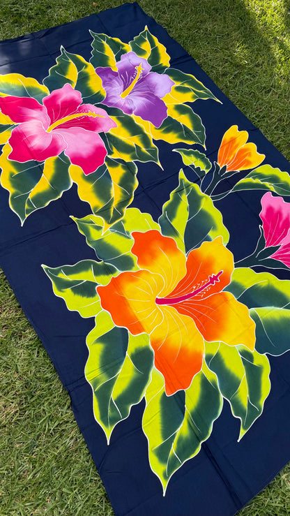 2m Ie Lavalava Women's Pareu Floral Sarong Beach Tropical Cover Up Size L Rayon Ie Sulu Tupenu