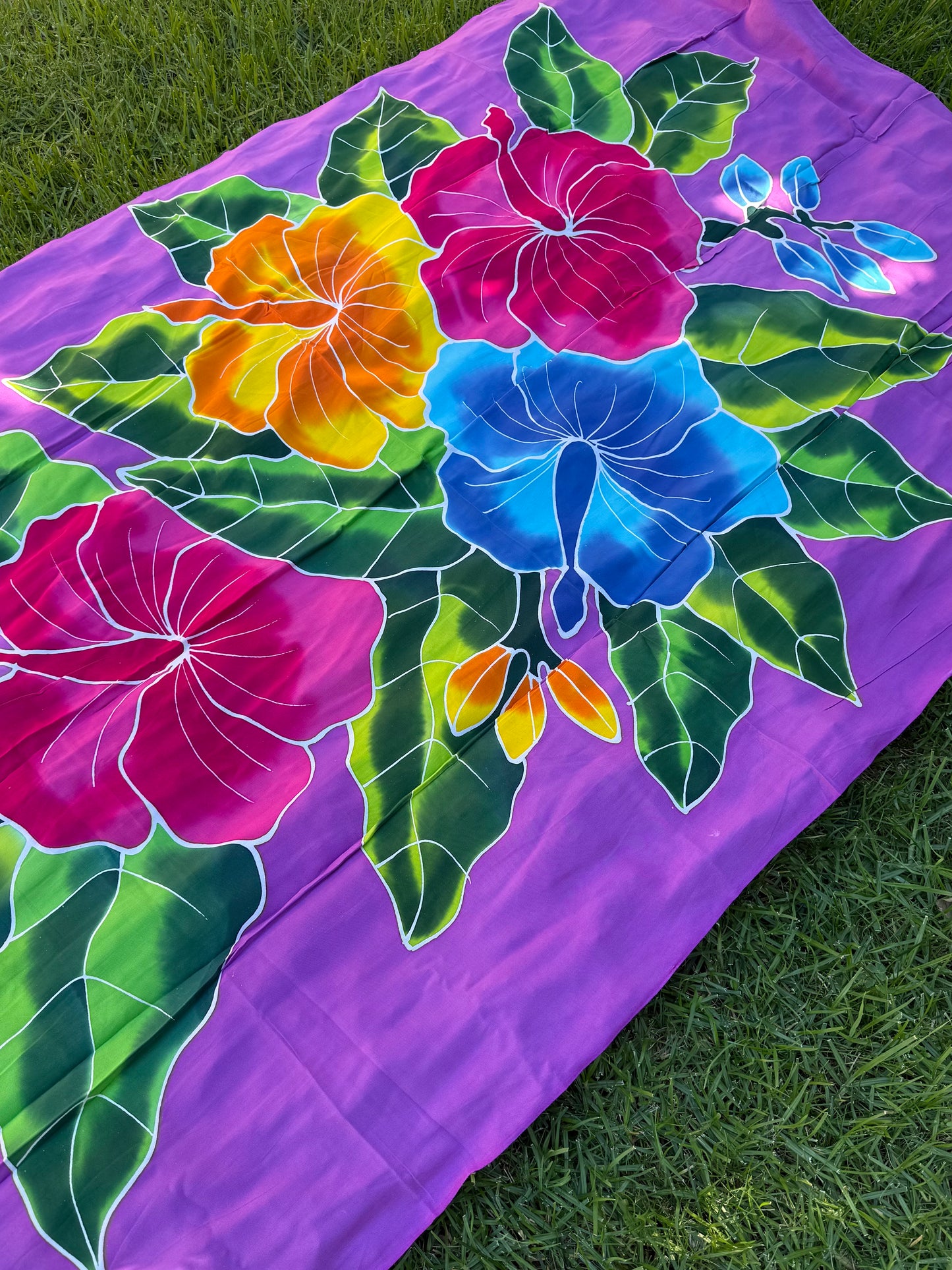 2m Ie Lavalava Women's Pareu Floral Sarong Beach Tropical Cover Up Size L Rayon Ie Sulu Tupenu