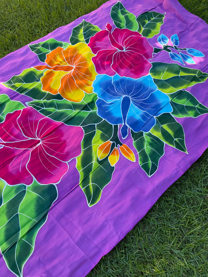 2m Ie Lavalava Women's Pareu Floral Sarong Beach Tropical Cover Up Size L Rayon Ie Sulu Tupenu