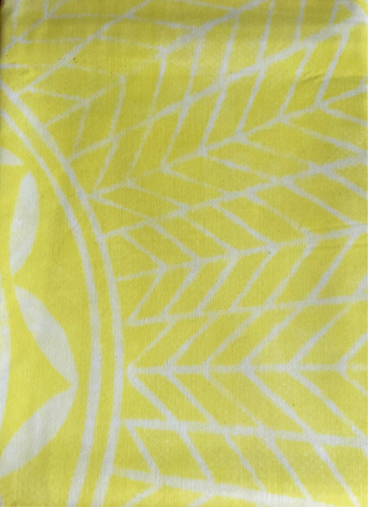 2m Pastel Lemon Block Print Table Cloth or Ie Lavalava Women's Pareo Cotton Poplin Sarong Beach Cover Up Size L