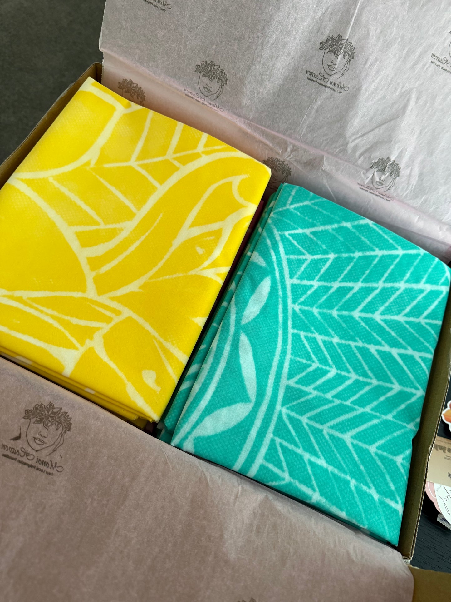 2m Citrus Pastel Block Print Table Clothe or Ie Lavalava Women's Pareo Cotton Poplin Sarong Beach Cover Up Size L