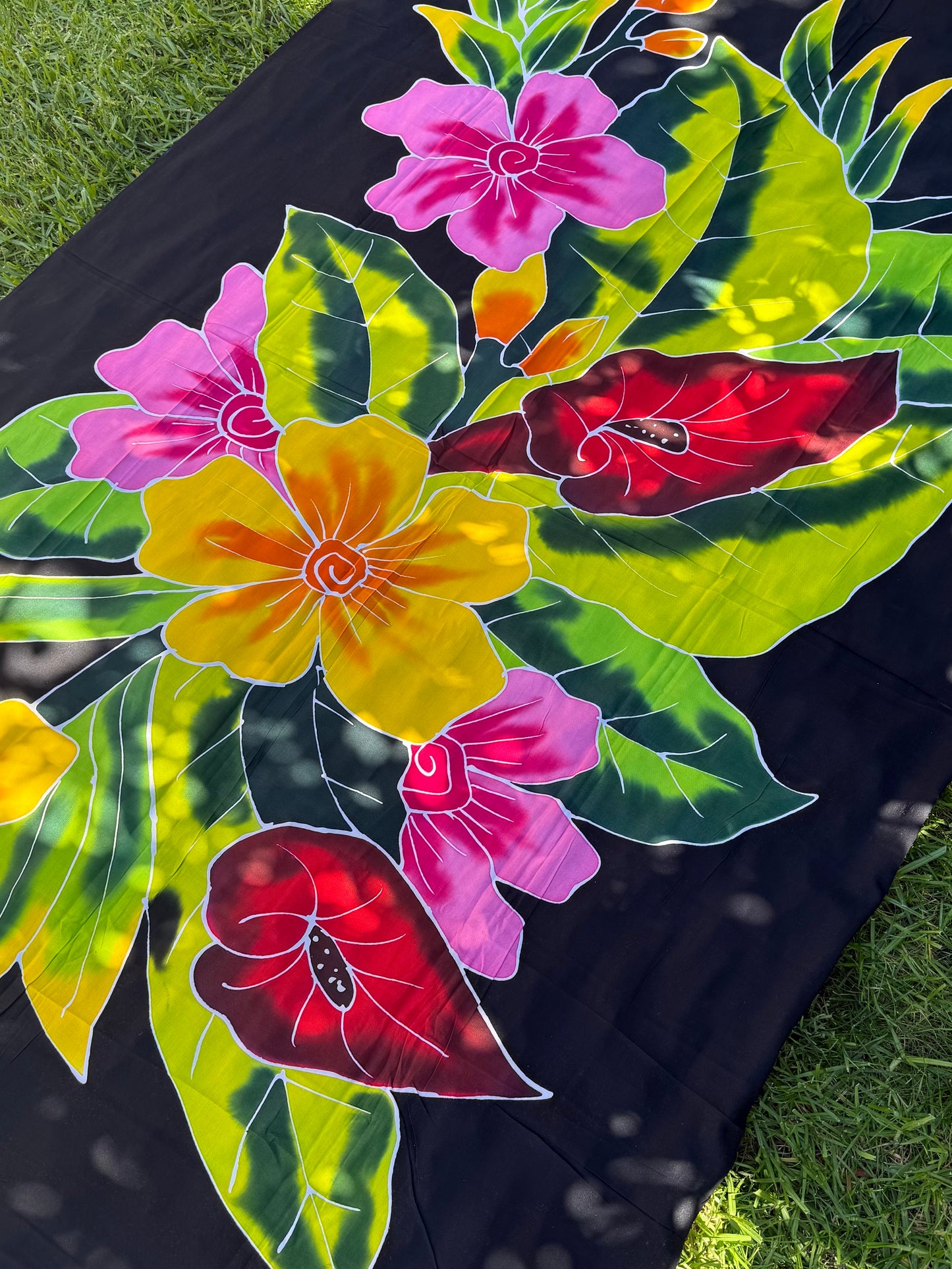 2m Ie Lavalava Women's Pareu Floral Sarong Beach Tropical Cover Up Size L Rayon Ie Sulu Tupenu