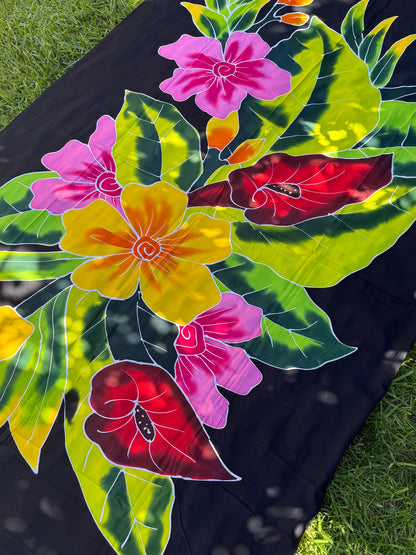 2m Ie Lavalava Women's Pareu Floral Sarong Beach Tropical Cover Up Size L Rayon Ie Sulu Tupenu