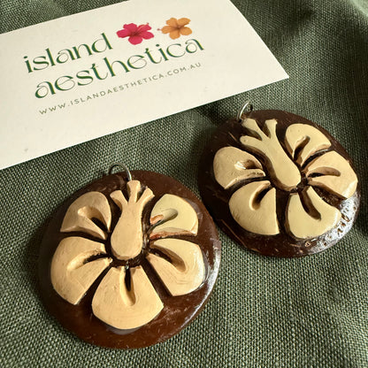 Coconut Shell Earrings Pacific Island Accessories