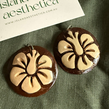 Coconut Shell Earrings Pacific Island Accessories