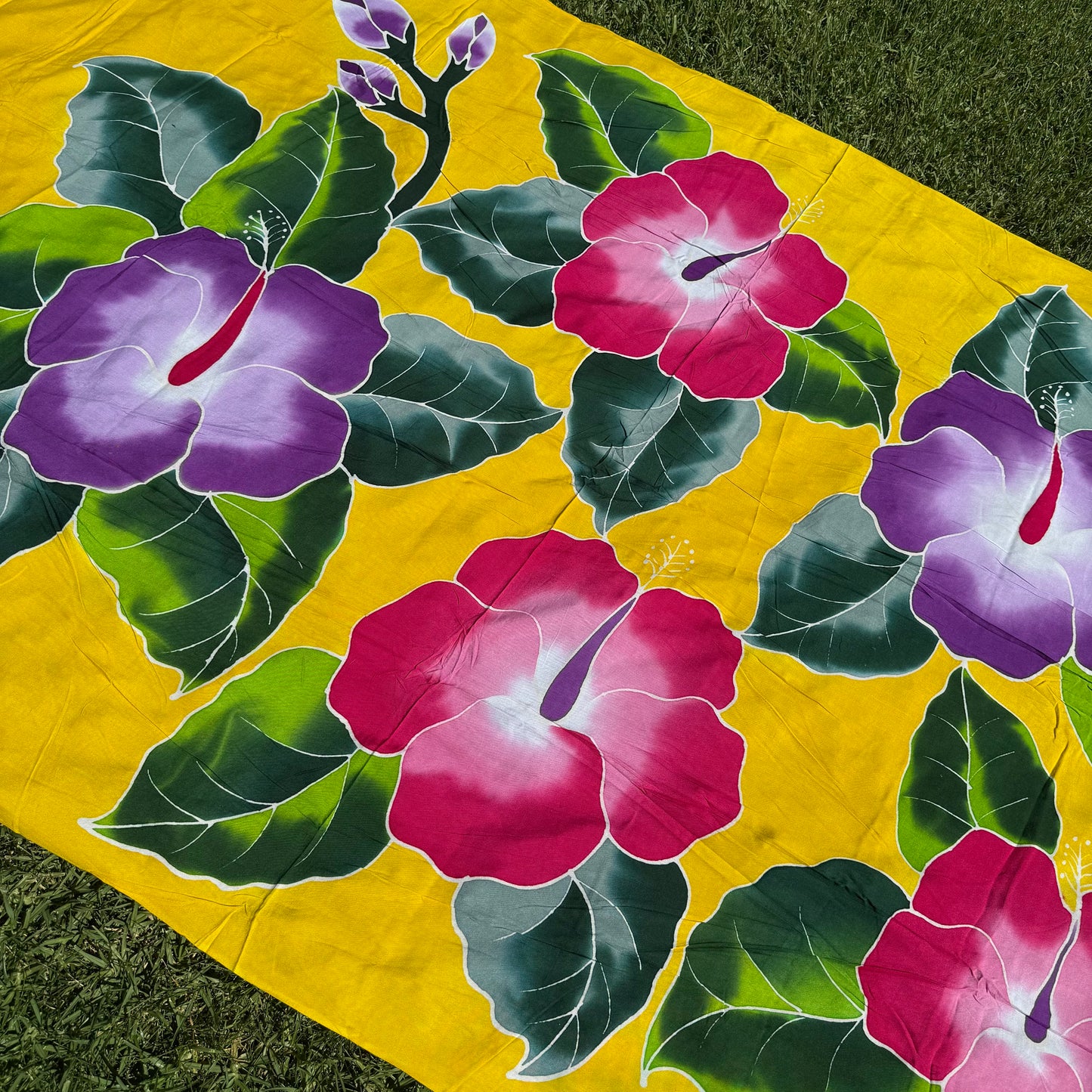 2m Ie Lavalava Women's Pareu Floral Sarong Beach Tropical Cover Up Size L Rayon Ie Sulu Tupenu