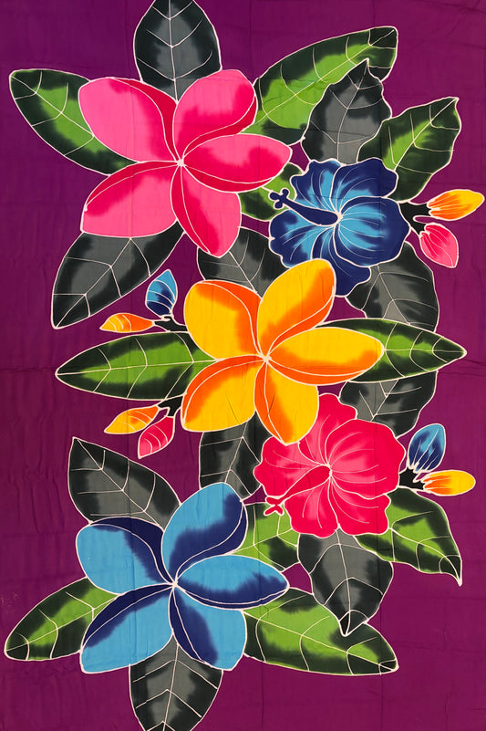 2m Ie Lavalava Women's Pareu Floral Sarong Beach Tropical Cover Up Size L Rayon