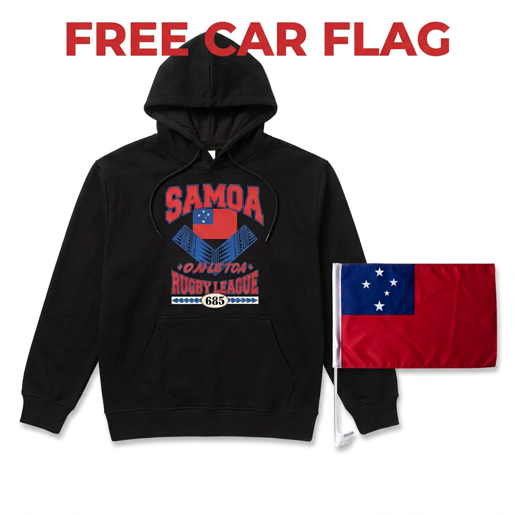 Samoa Rugby League Hoodie + Free Car Parade Flag