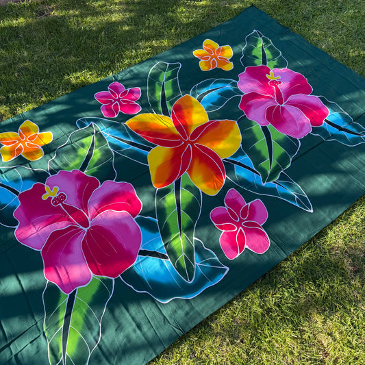 2m Ie Lavalava Women's Pareu Floral Sarong Beach Tropical Cover Up Size L Rayon