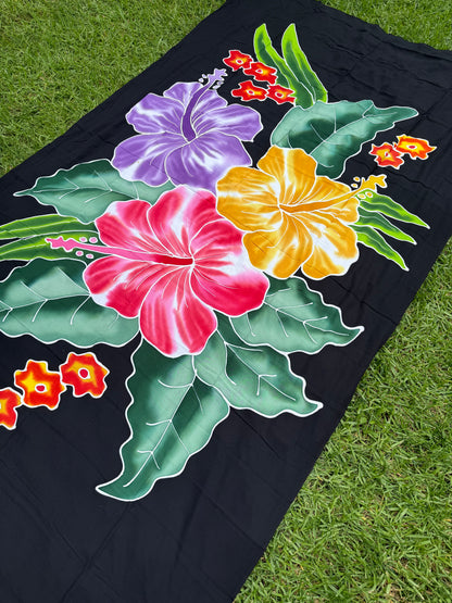 2m Ie Lavalava Women's Pareu Floral Sarong Beach Tropical Cover Up Size L Rayon Ie Sulu Tupenu