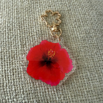 Hibiscus Acrylic Keychain Bag Charm Size M
