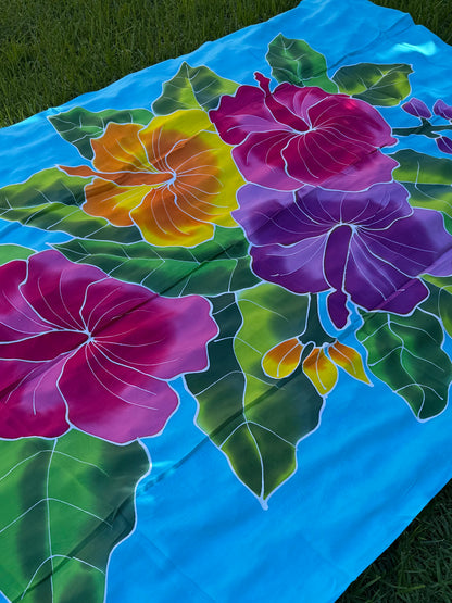 2m Ie Lavalava Women's Pareu Floral Sarong Beach Tropical Cover Up Size L Rayon Ie Sulu Tupenu