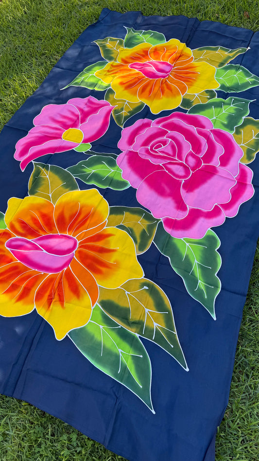2m Polynesian Floral Sarong – Ie Lavalava Beach Cover Up