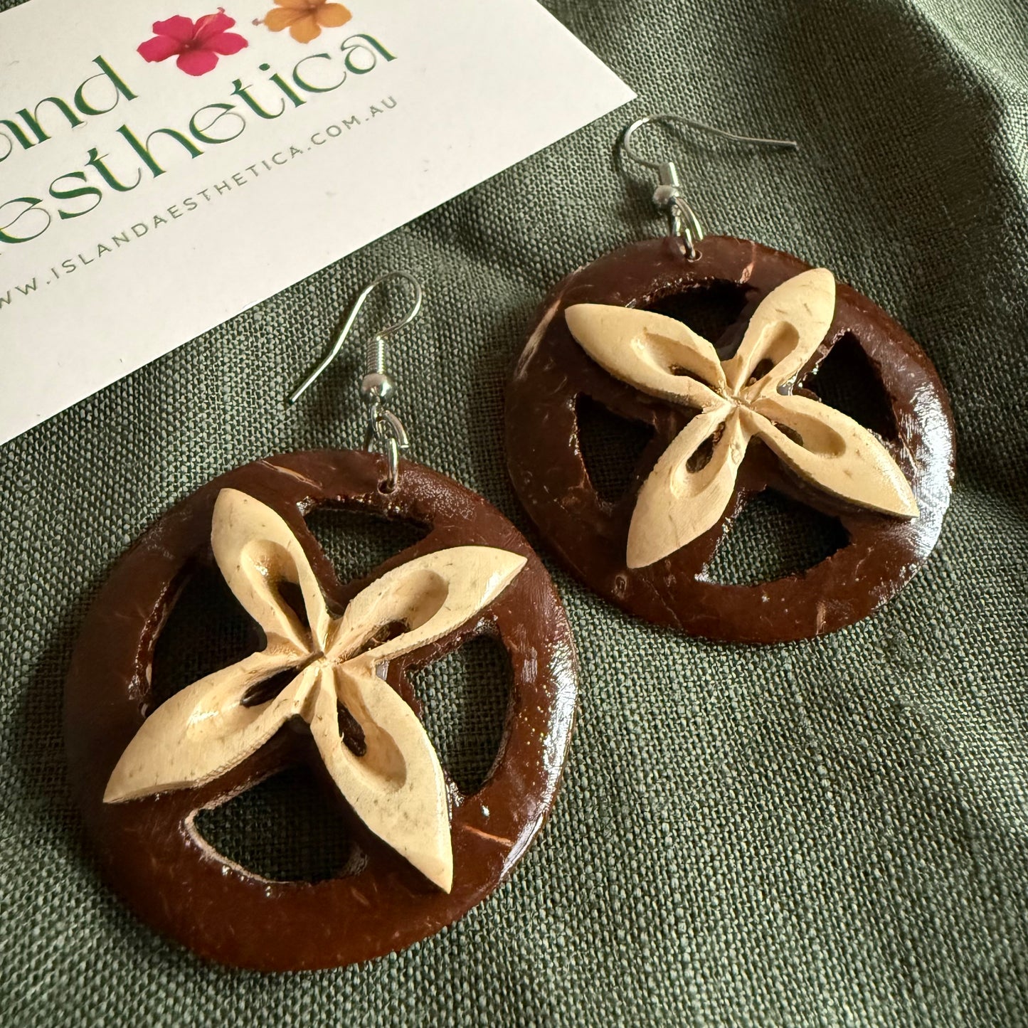 Coconut Shell Earrings Pacific Island Accessories
