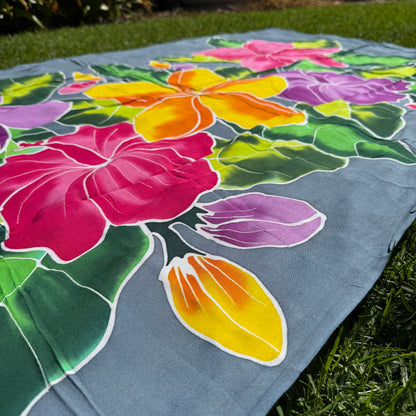 2m Ie Lavalava Women's Pareu Floral Sarong Beach Tropical Cover Up Size L Rayon Ie Sulu Tupenu