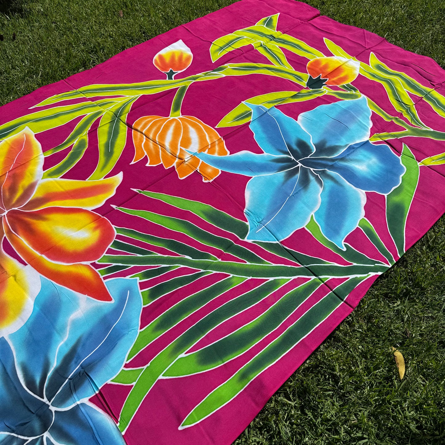 2m Ie Lavalava Women's Pareu Floral Sarong Beach Tropical Cover Up Size L Rayon Ie Sulu Tupenu