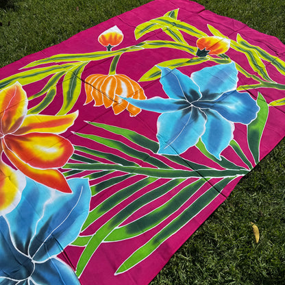 2m Ie Lavalava Women's Pareu Floral Sarong Beach Tropical Cover Up Size L Rayon Ie Sulu Tupenu