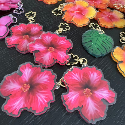 Hibiscus Acrylic Keychain Bag Charm Size L