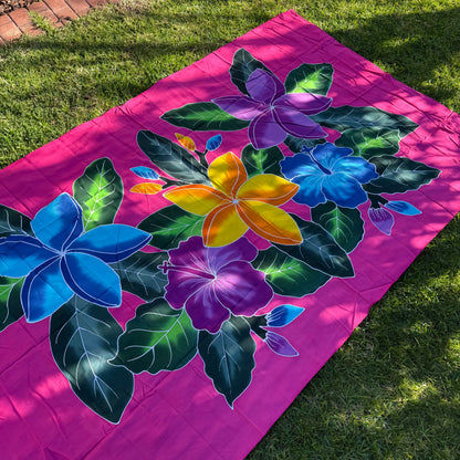 2m Ie Lavalava Women's Pareu Floral Sarong Beach Tropical Cover Up Size L Rayon