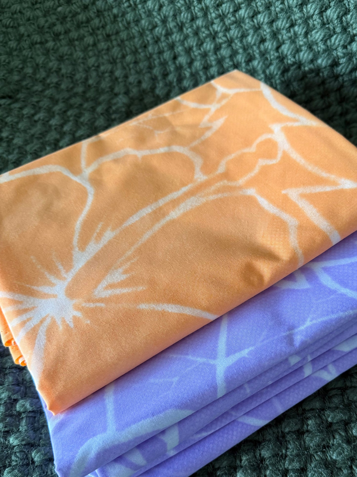 2m Orange Pastel Block Print Table Clothe or Ie Lavalava Women's Pareo Cotton Poplin Sarong Beach Cover Up Size L