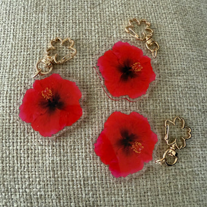 Hibiscus Acrylic Keychain Bag Charm Size M