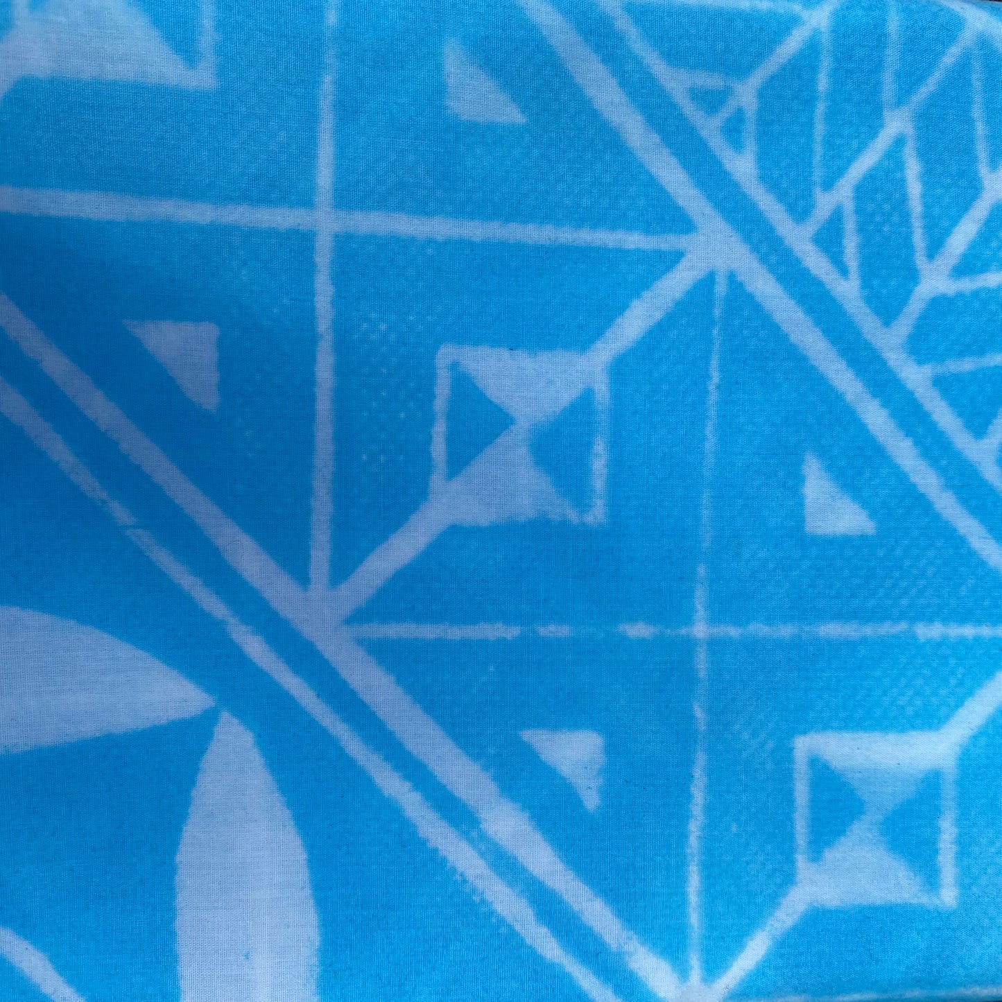 2m Marine Pastel Block Print Table Cloth Ie Lavalava Women's Pareo Cotton Poplin Sarong Beach Cover Up Size L